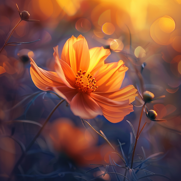 Vivid Orange Cosmos Flower