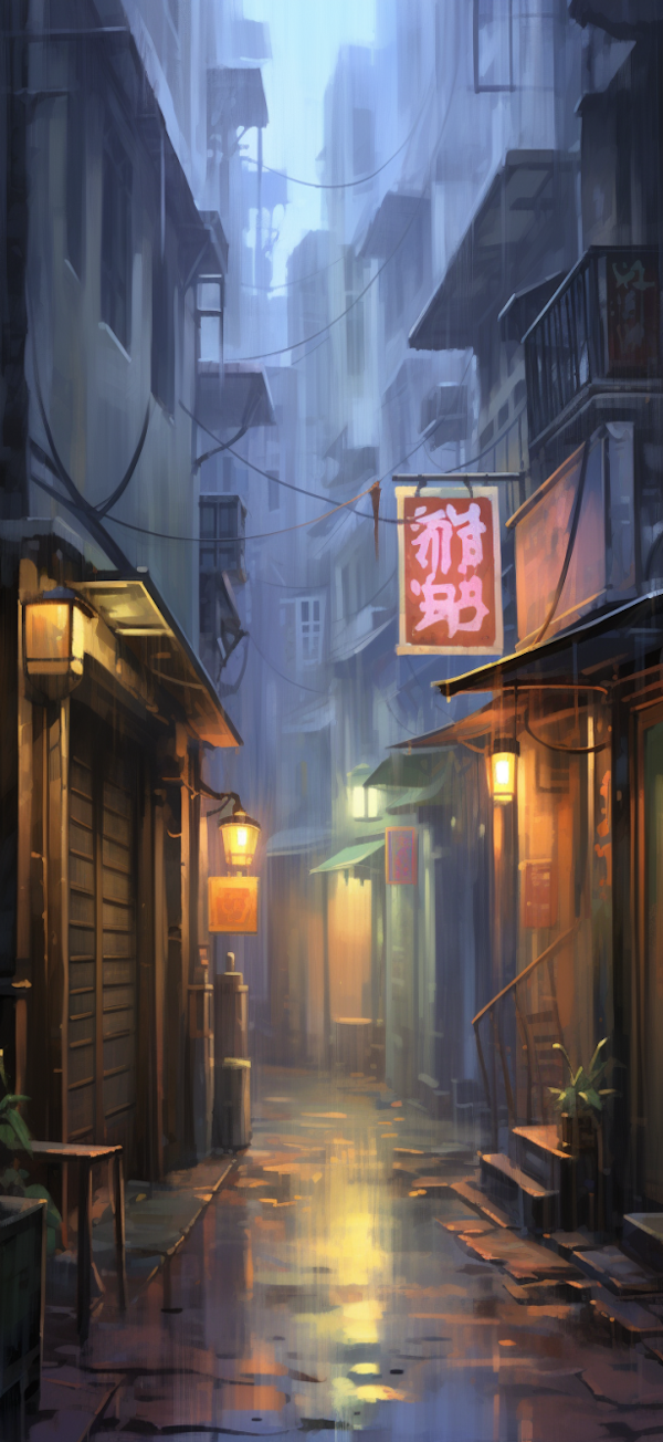 Twilight Serenity in the Eastern City Alley