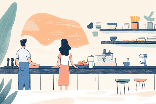 Serene Domestic Kitchen Illustration