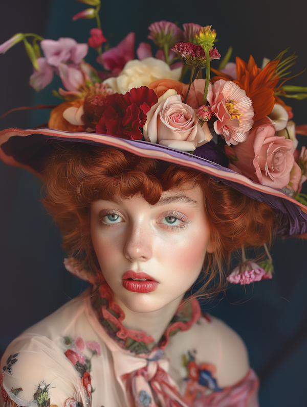 Portrait of a Woman with Flower Hat