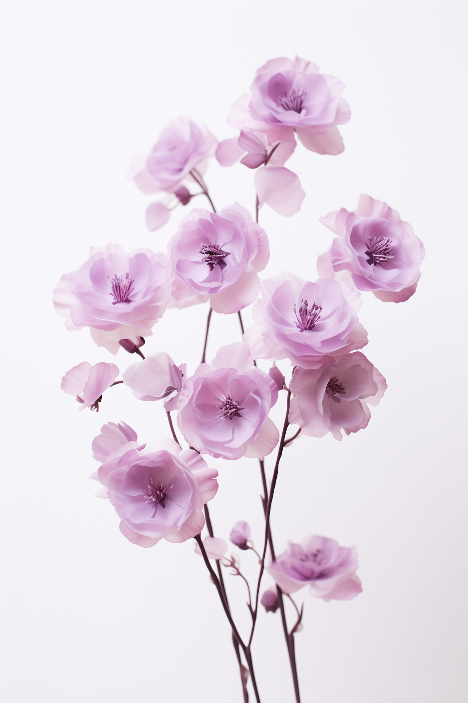 Ethereal Pink Blossoms on White