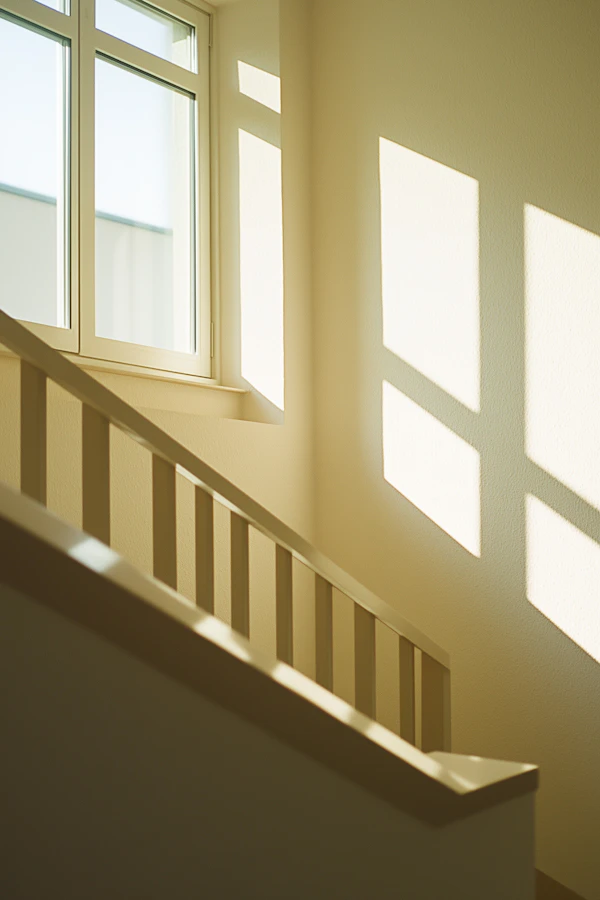 Serene Indoor Scene with Staircase and Window
