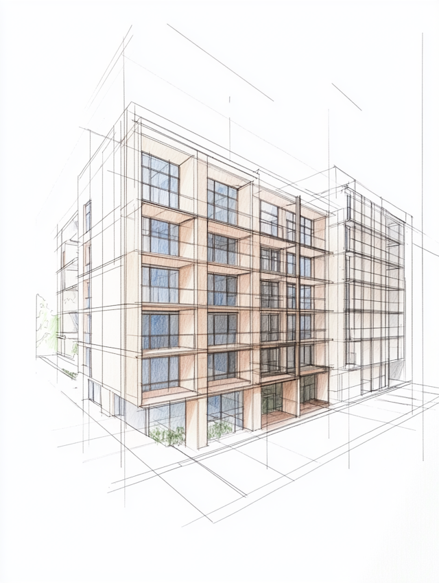 Modern Building Architectural Sketch