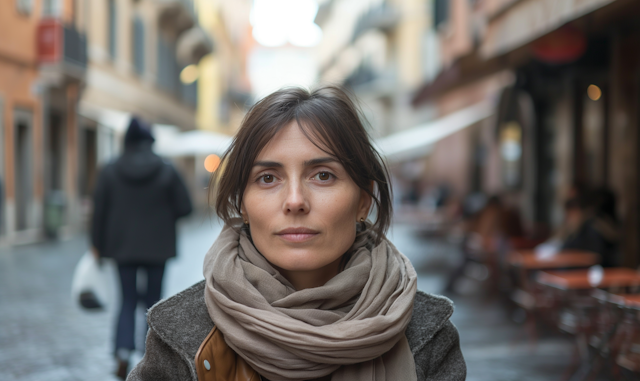 Thoughtful Woman on Urban Street