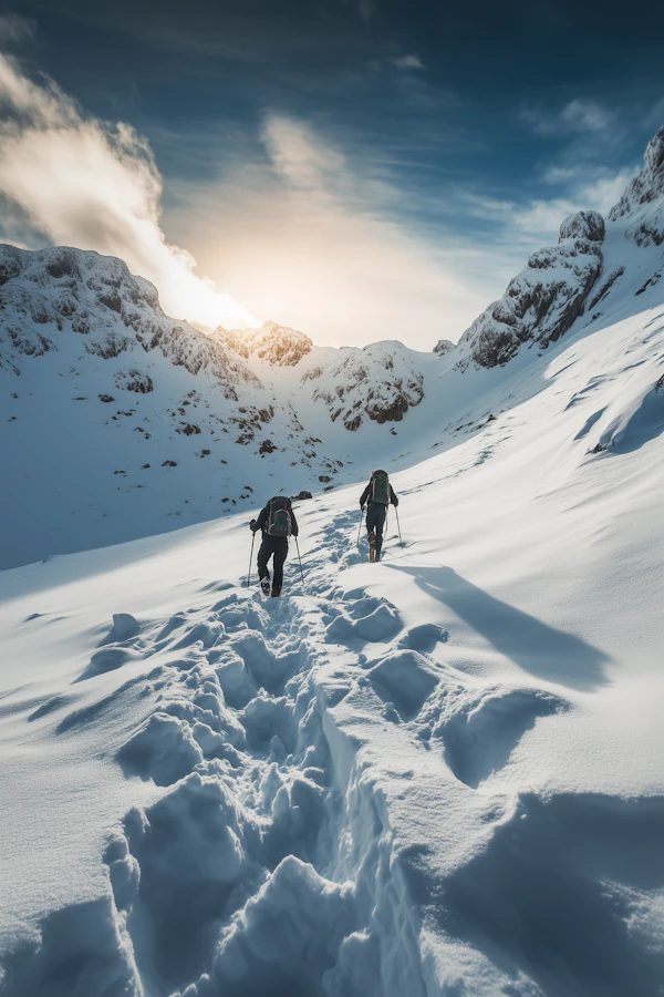 Mountain Trekking at Sunset