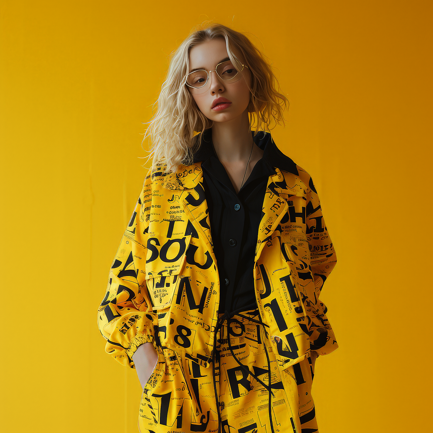 Fashion Forward Woman with Yellow Background