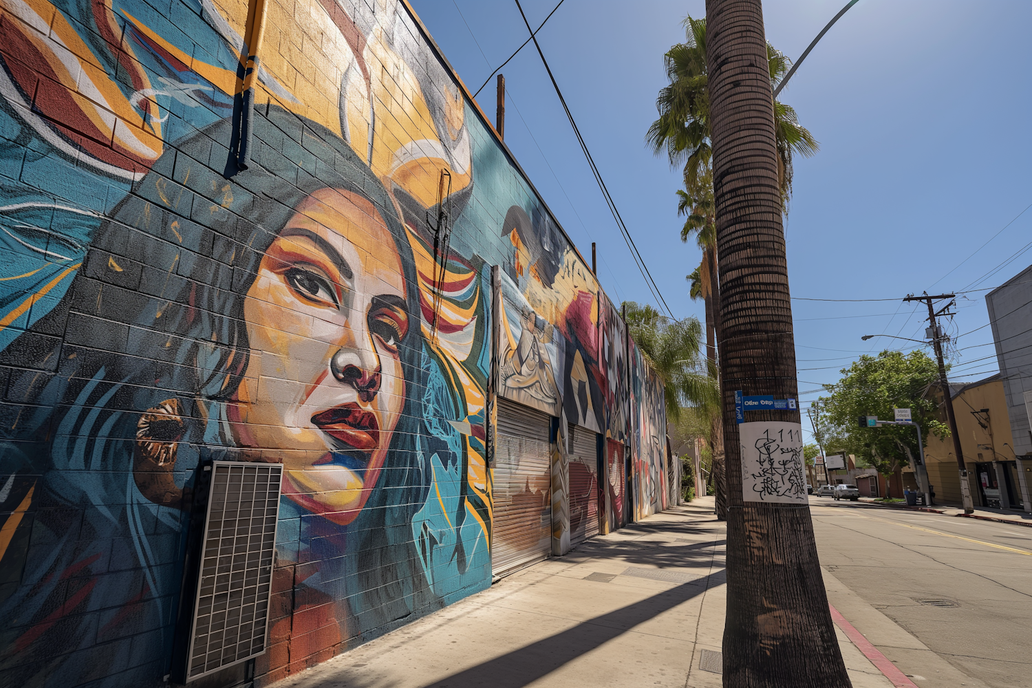 Vibrant Urban Mural of a Woman's Face