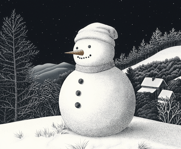 Snowman in a Winter Landscape