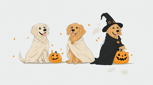 Golden Retrievers in Halloween Costumes