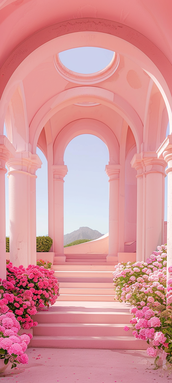 Pastel Pink Arched Architecture