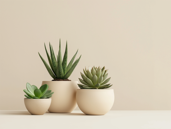 Trio of Potted Succulents