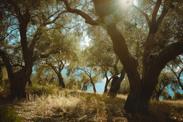 Serene Olive Grove by the Sea