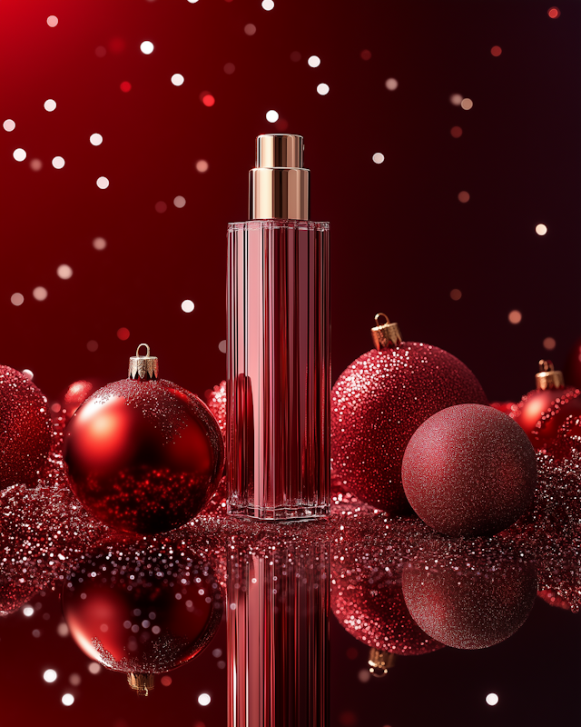 Elegant Perfume Bottle with Christmas Ornaments