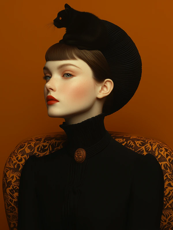 Elegant Woman with Cat