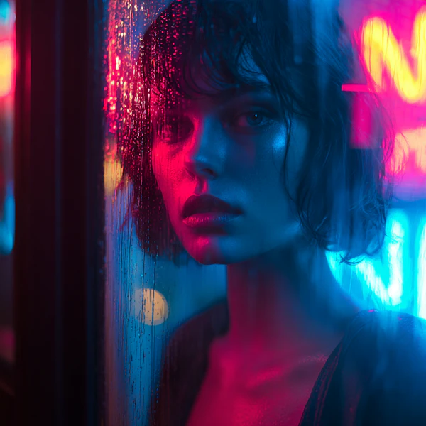 Neon Rain Reflection