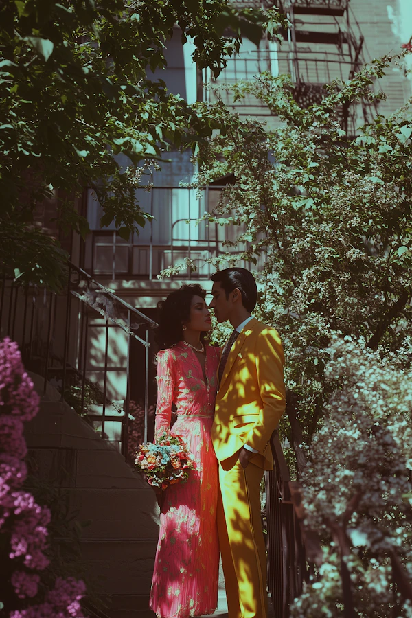Romantic Couple in Vibrant Attire