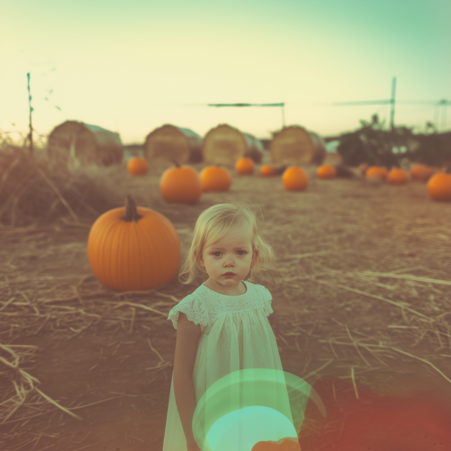 Child in Pumpkin Patch