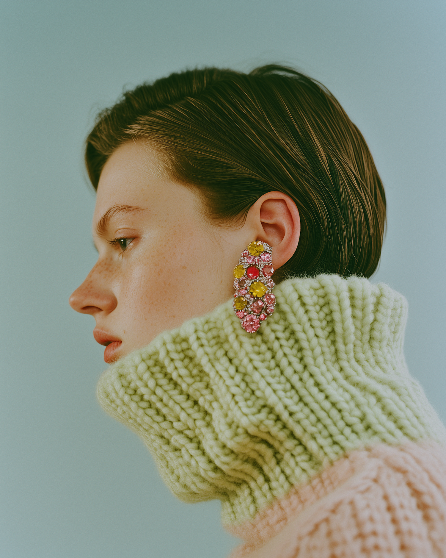 Elegant Profile with Colorful Earring