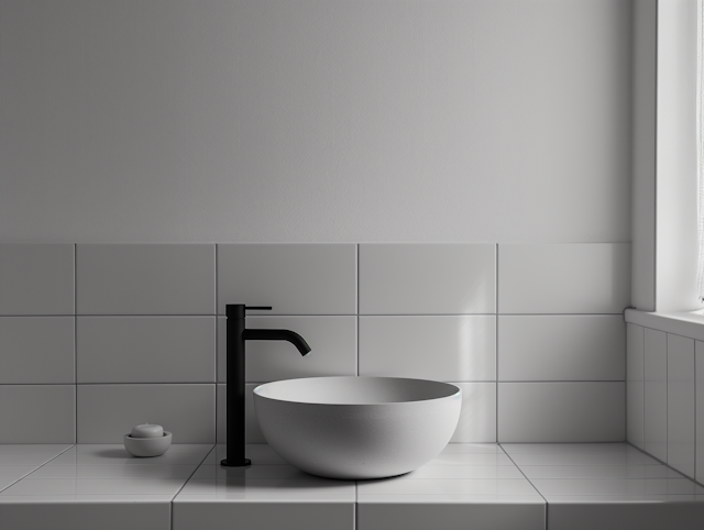 Minimalist Monochromatic Bathroom