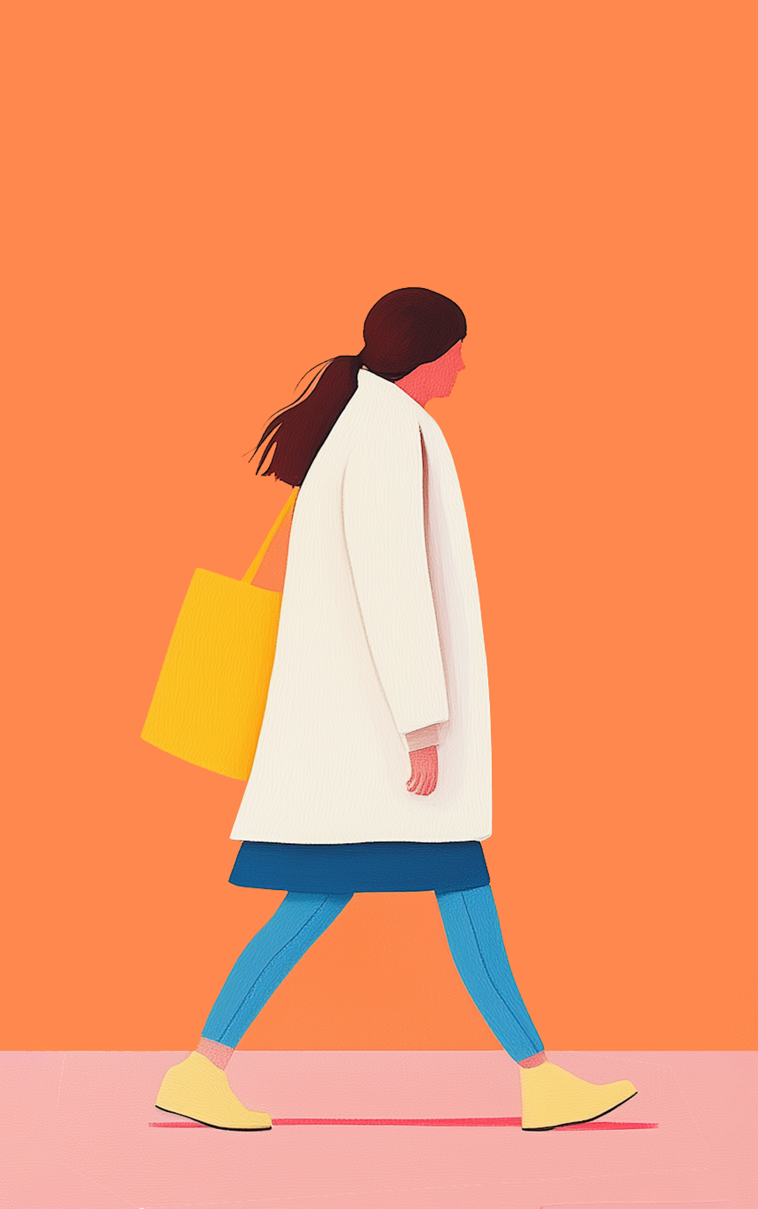 Stylized Woman Walking Illustration