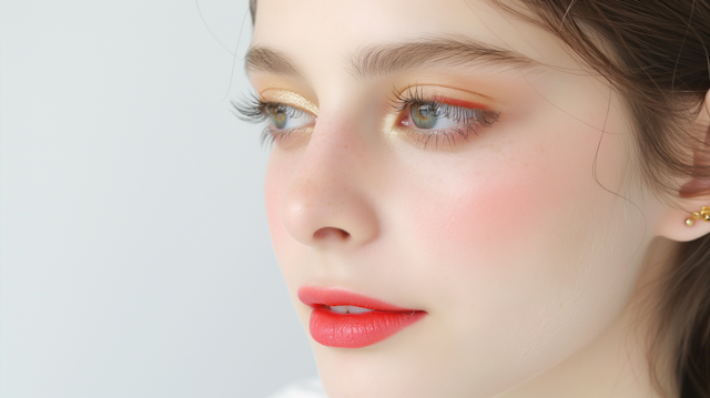 Contemplative Young Woman with Detailed Makeup