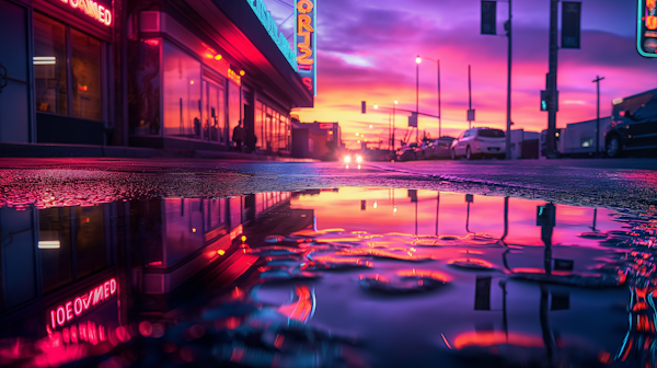 Twilight Neon Streetscape