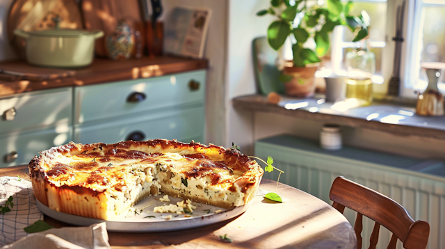 Cozy Kitchen with Golden-Baked Pie