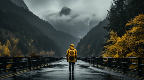 Contemplative Solitude on the Autumn Road