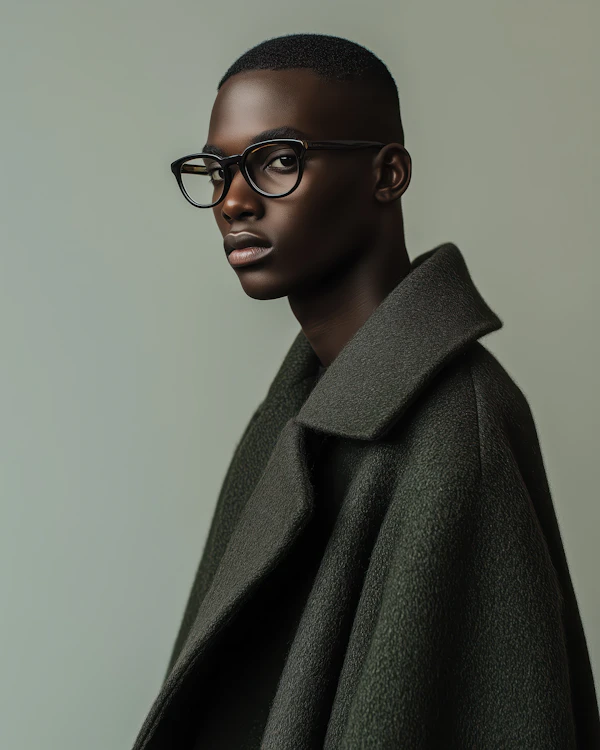 Portrait of a Person in Dark Green Coat