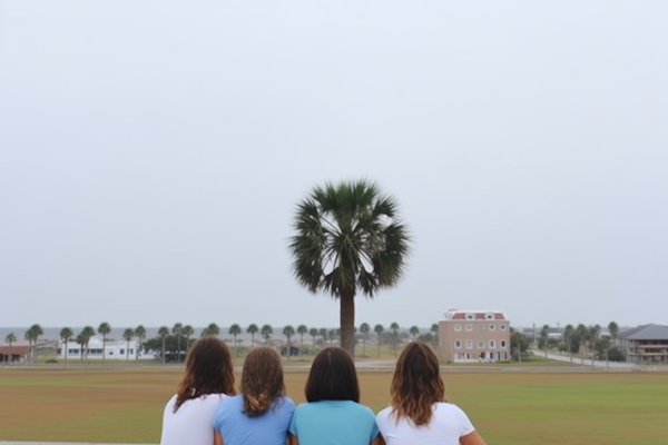 Friends Contemplating under a Palm Tree