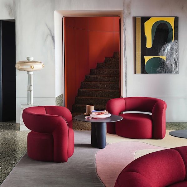 Sophisticated Interior with Red Armchairs