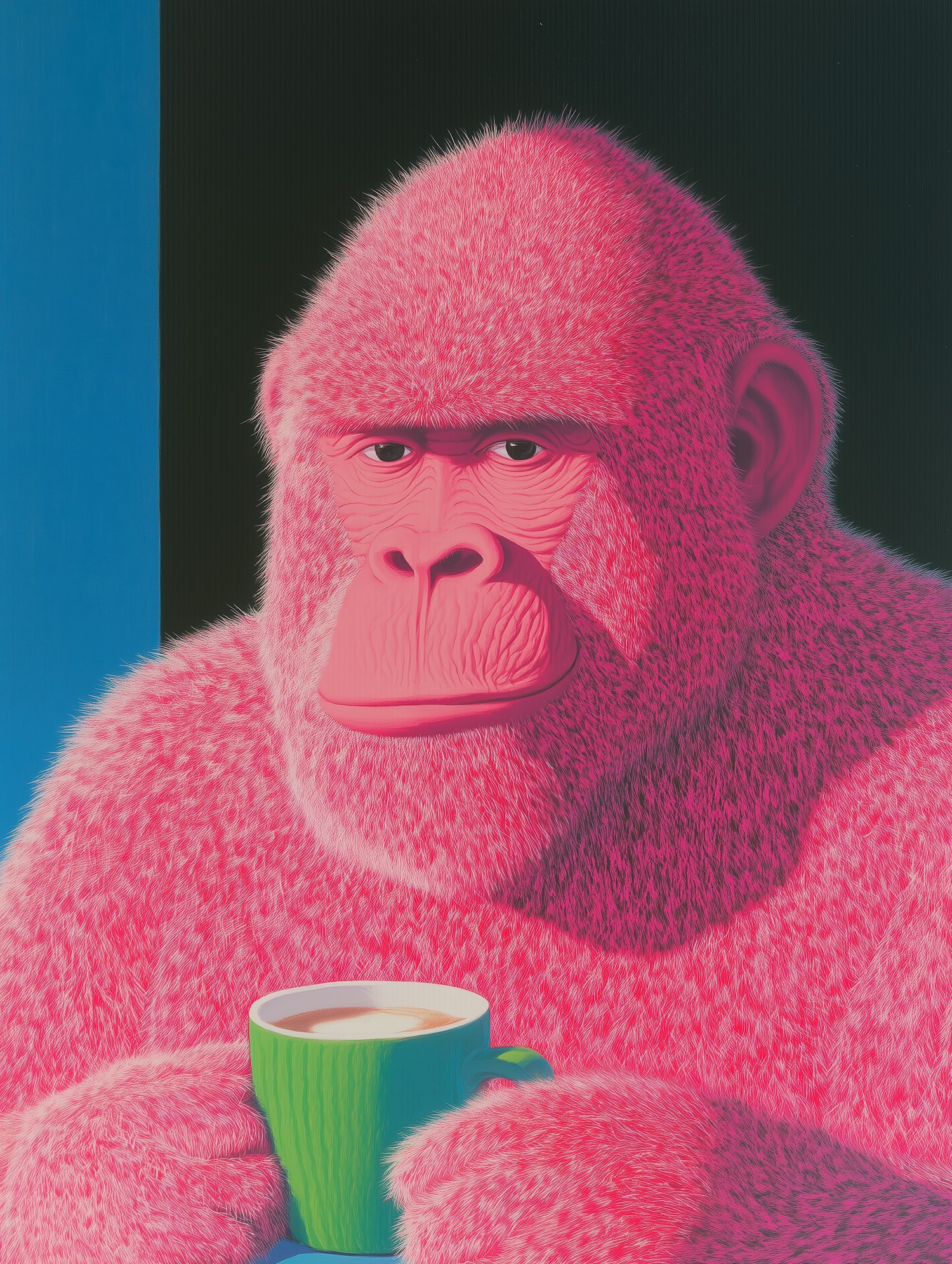 Pink Gorilla with Green Mug