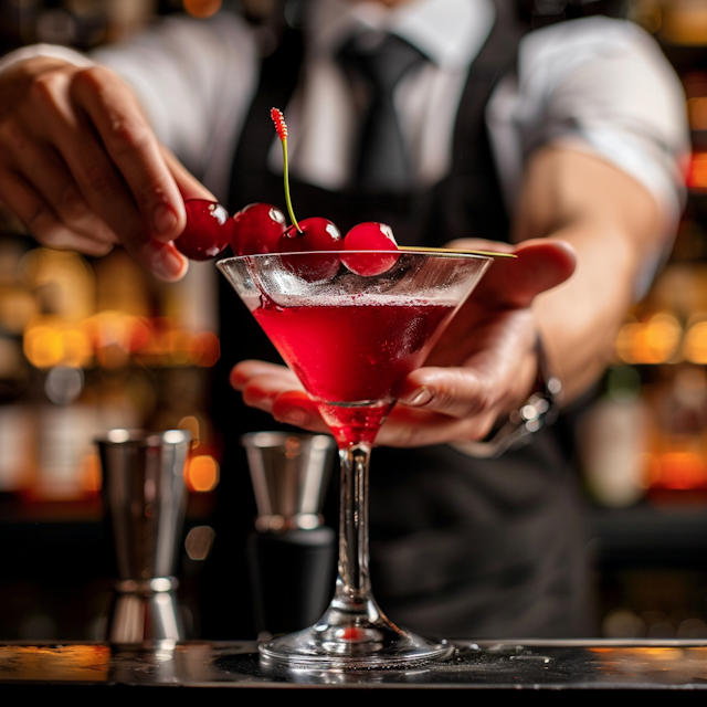 Expert Bartender Garnishing a Cocktail