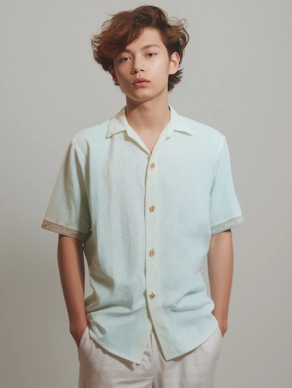 Young Man in Blue Shirt