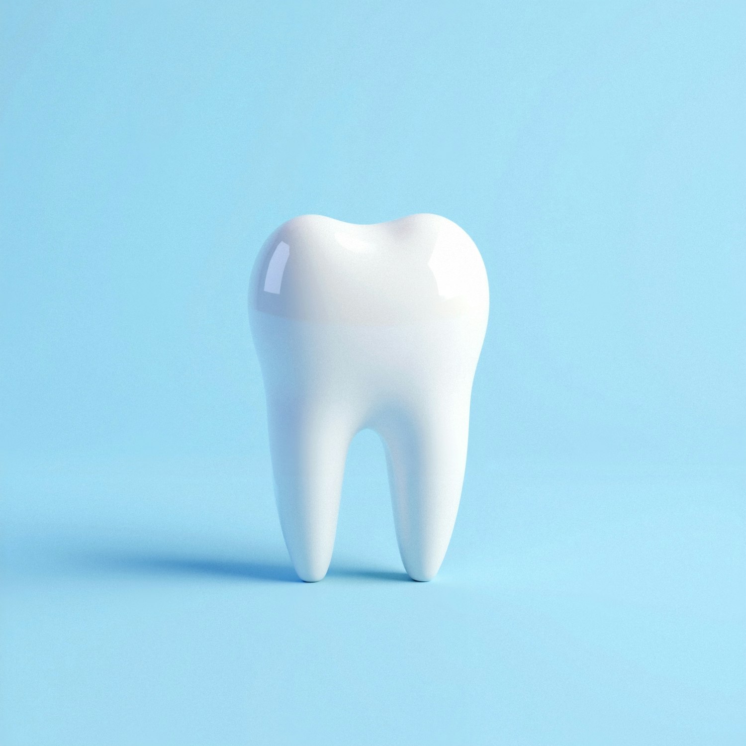 Glossy White Tooth on Blue Background