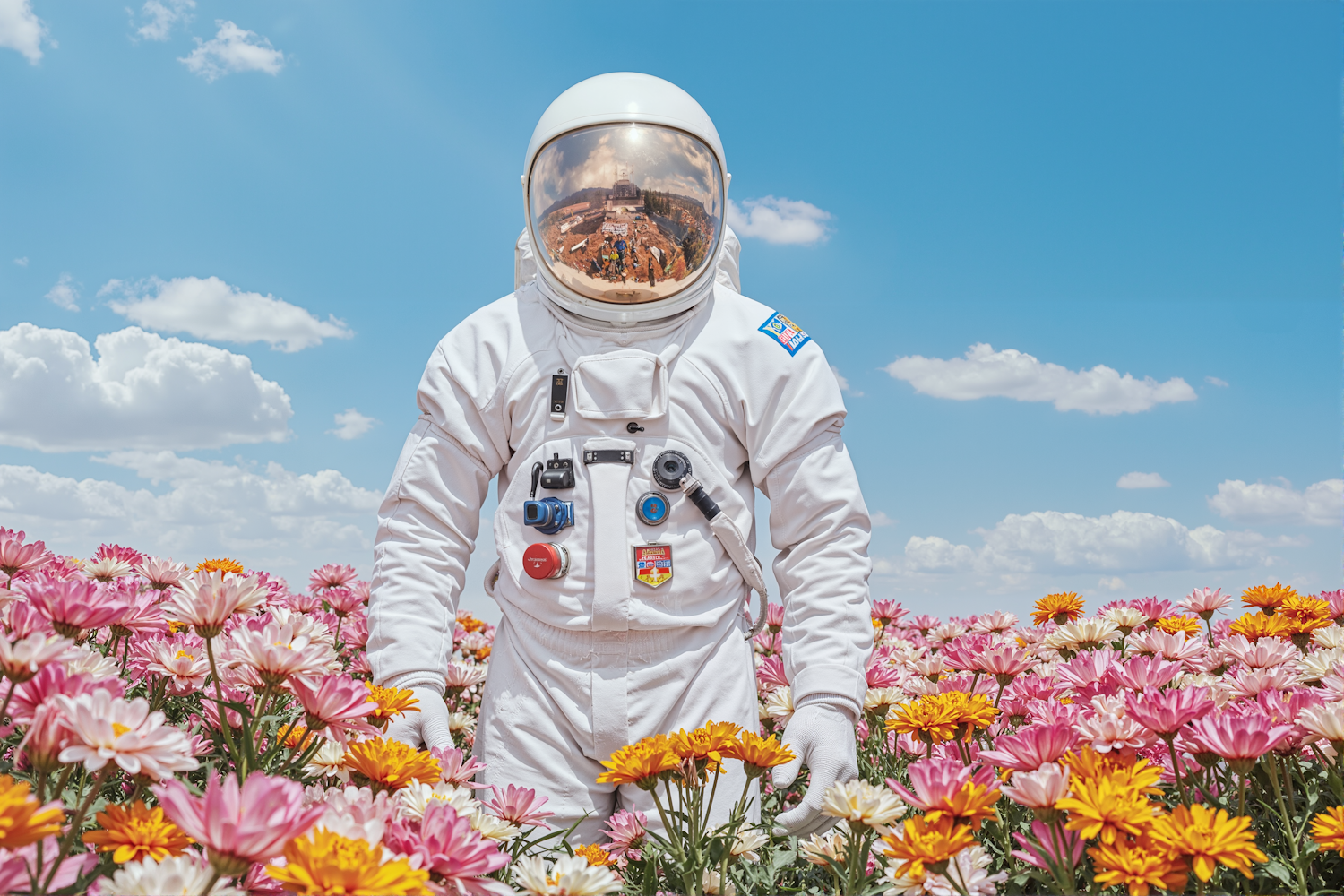 Astronaut in Flower Field