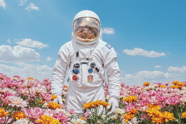 Astronaut in Flower Field