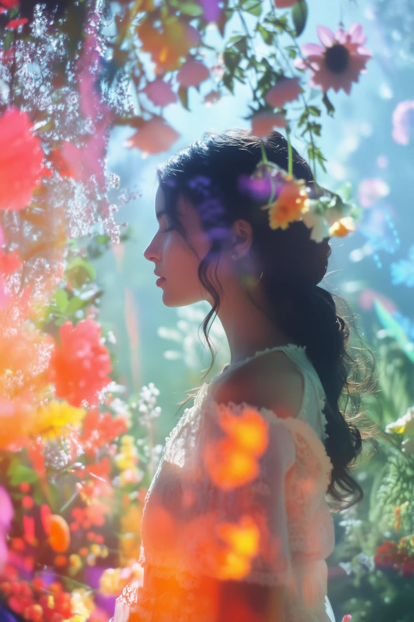 Serene Woman with Flowers