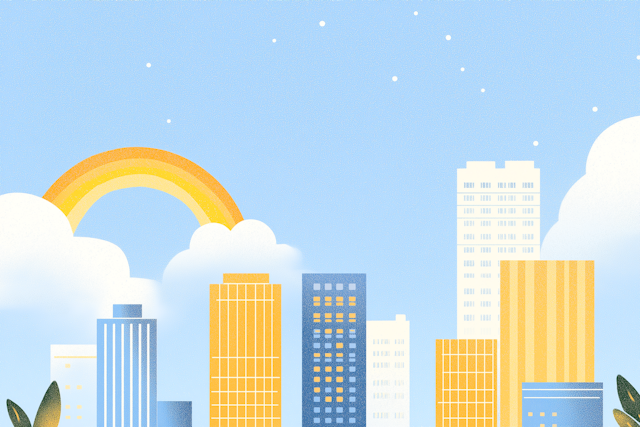 Rainbow Cityscape Art