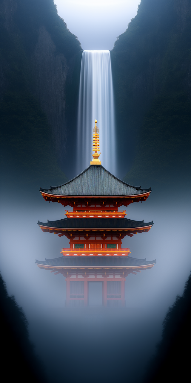 Mystical Waterfall Pagoda