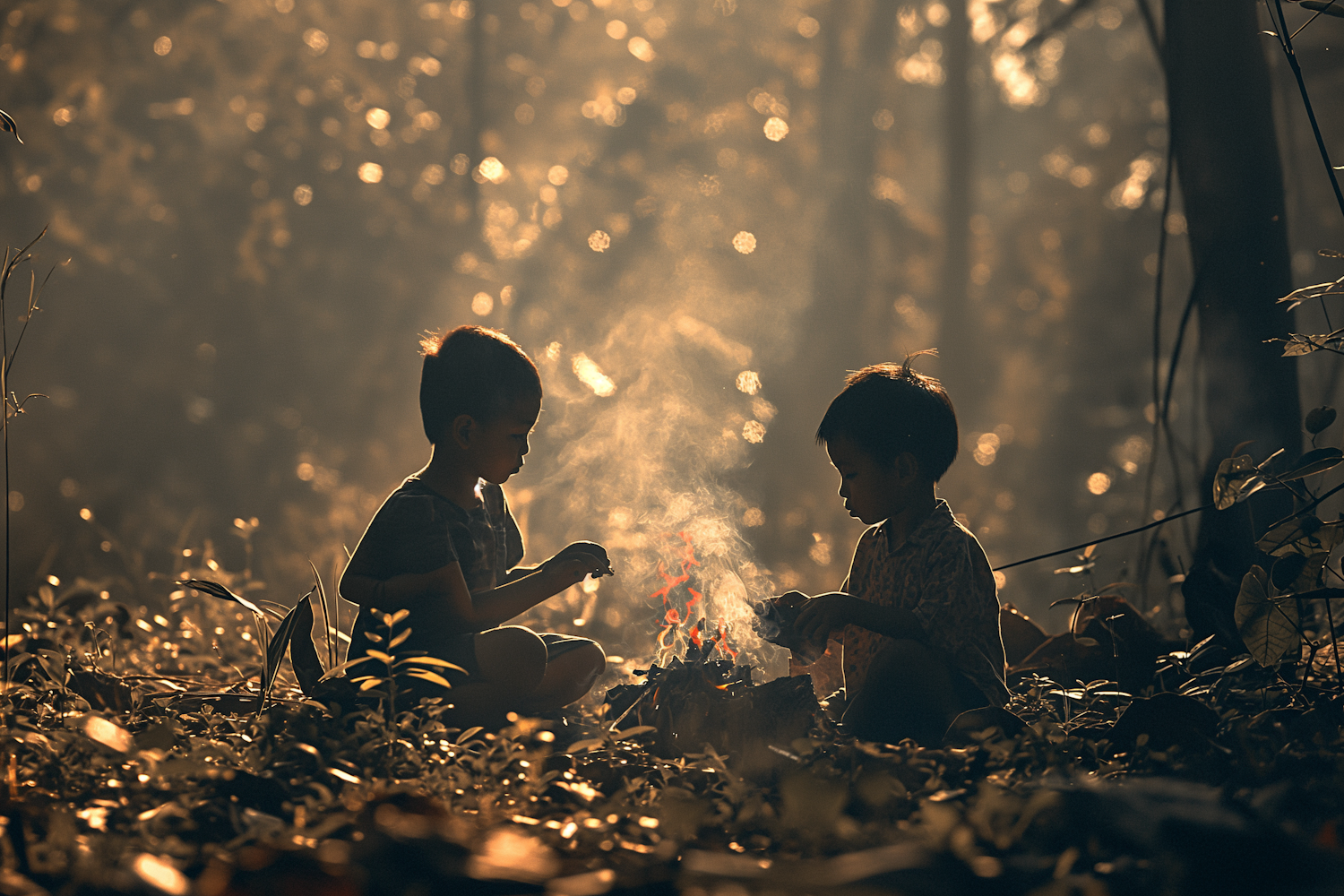 Childhood Serenity by the Firelight