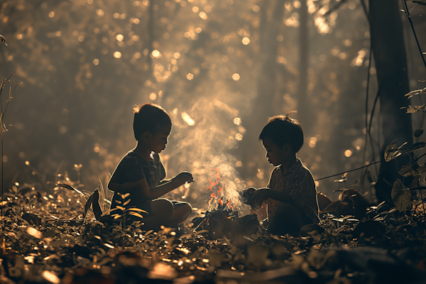 Childhood Serenity by the Firelight