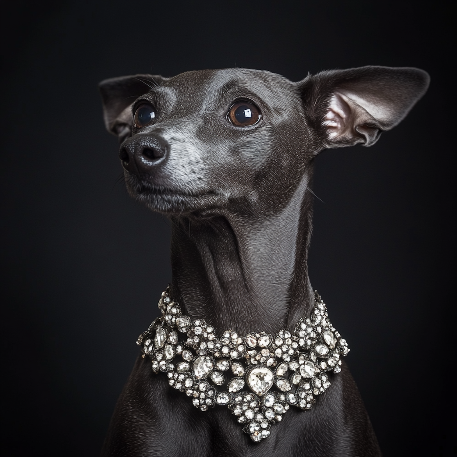 Elegant Dog with Gemstone Necklace