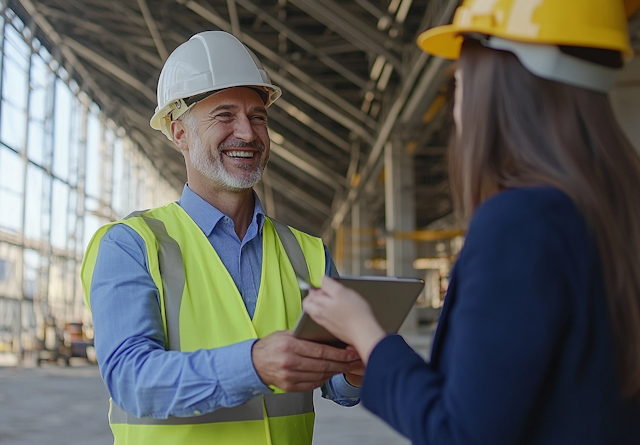 Professional Exchange at Construction Site