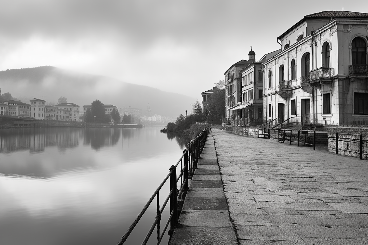 Misty Waterfront Promenade