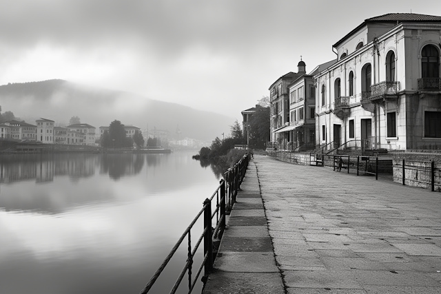 Misty Waterfront Promenade