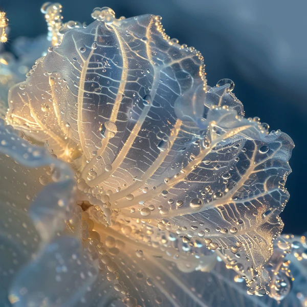 Delicate Flower Petal with Water Droplets