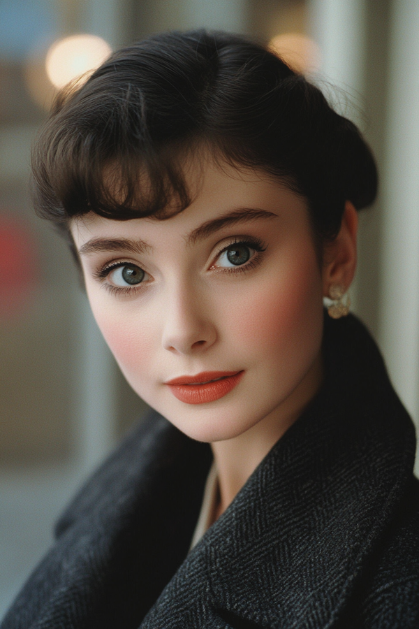 Serene Vintage-Style Portrait of Young Woman