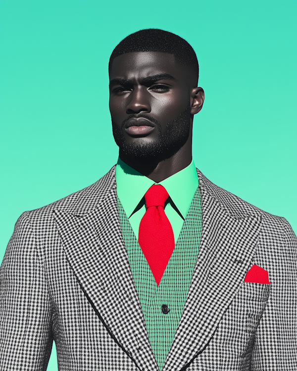 Sharp Dressed Man Against Turquoise Background