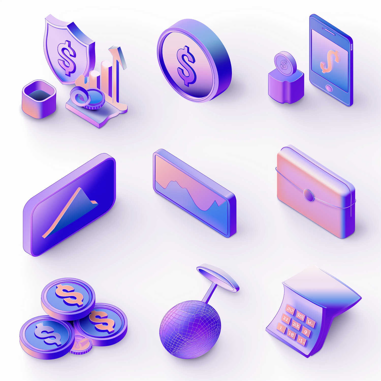 Sleek Financial Illustration Collection